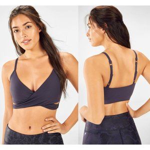 Fabletics Tammy Criss Cross Wrap Iron Gray Light Impact Sports Bra Size XS